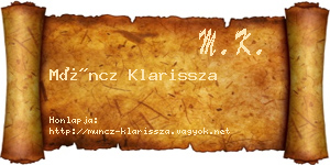 Müncz Klarissza névjegykártya